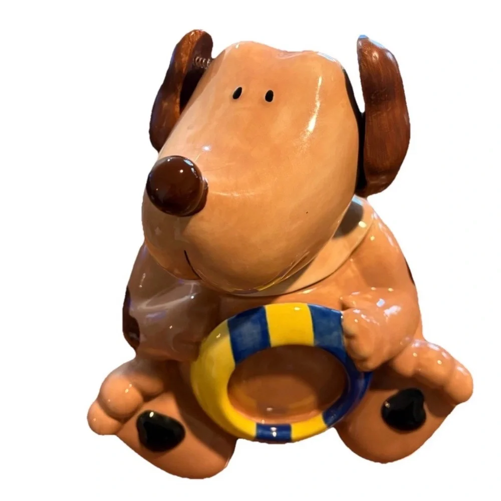 Floppy Ear Dog Cookie Yellow & Blue Ring Holds a Photo JC Penney Unique & Cute